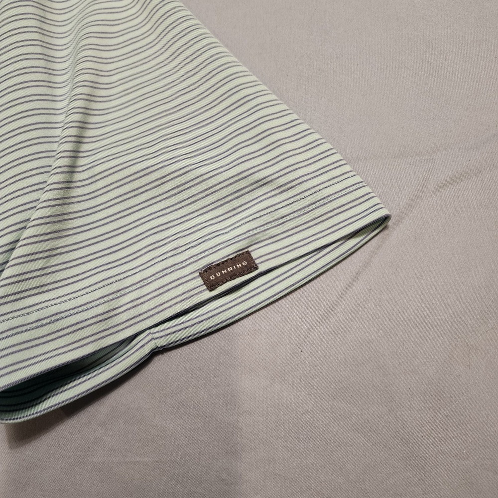 Dunning Mens Striped Performance Polo Green Size Large - Picture 6 of 8